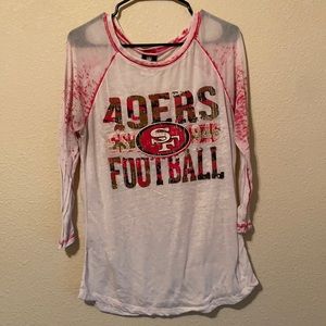 Sheer, Pink and White 49ers shirt